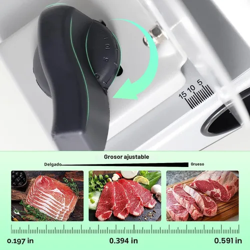Miniatura 2 de OSTBA Máquina cortadora de carne para el hogar, cortadora eléctrica de alimentos con cuchillas extraíbles de acero inoxidable de 6.7 pulgadas
