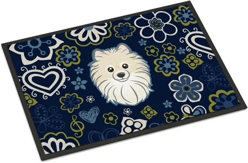 Caroline's Treasures BB5058JMAT - Felpudo de 24 x 36 pulgadas, diseño de flores azules, para interiores y exteriores, para entrada, antideslizante,