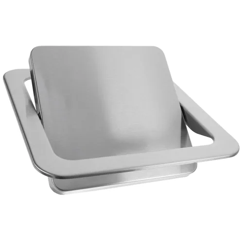 BESTOYARD Tapa de cubo de basura empotrada de acero inoxidable de 9.01 x 9.01 x 1.29 pulgadas para armario de cocina, accesorio de cubo de basura