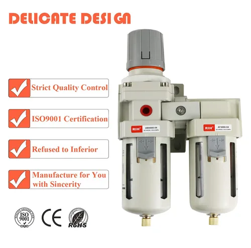 Miniatura 5 de RIH Sistema de secado de aire - Filtros de aire dobles NPT de 1/2 pulgada, filtro de partículas de 5 micras y regulador de presión de aire, calibre
