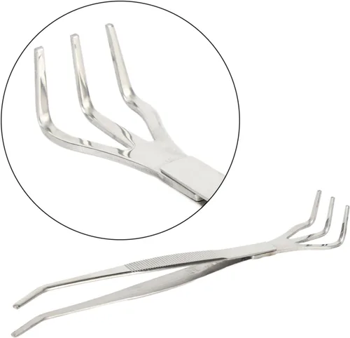 Miniatura 5 de Fdit Pinzas para rastrillo de raíz de bonsái, herramienta de trasplante de precisión 2 en 1 de acero inoxidable con puntas redondeadas suaves