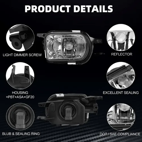 Miniatura 2 de Faros antiniebla para Mercedes Benz C200 C230 C240 C320 C350 CL55/CL65/SL55/SL65 AMG CL500 CL600 CLK320 CLK500 SLK350 Base SL500 SL550 SL600