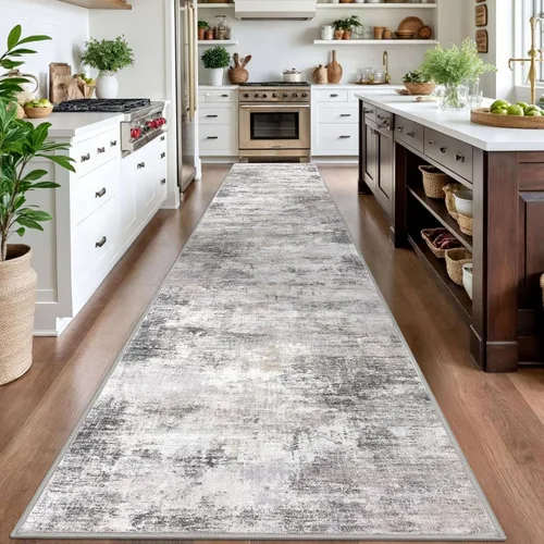 Miniatura 530 de IOHOUZE Alfombra abstracta lavable de 3 x 12 pies para pasillos, antideslizante para cocina, camino de entrada de lana sintética para interiores
