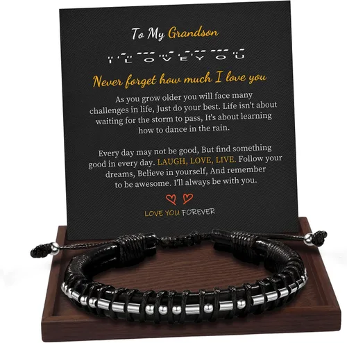 Miniatura 27 de Regalos inspiradores para hombres, pulseras con código morse, pulseras para hombre, regalos de graduación para él, Día del Padre, pulsera de cuero