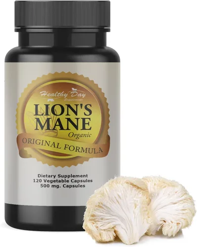 Miniatura 4 de Lions Mane - Cápsulas de cognición de hongos – 120 unidades Orgánico, sin gluten, suplemento de cerebro alfa para adultos Vitaminas cerebrales