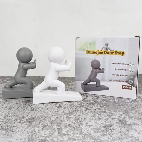 Miniatura 5 de Lindo tope de puerta, paquete de 2 topes de puerta, flexible y eficaz para mantener tu puerta abierta, blanco + gris (patentado)