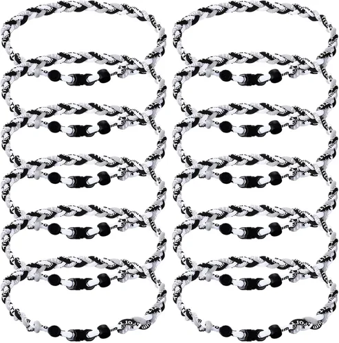 Zeyune Collar de béisbol de 18 pulgadas para niños, tres cuerdas trenzadas, tornado, titanio, collar de cuerda de béisbol para hombre