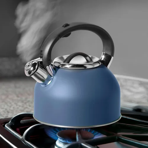 Miniatura 5 de OGGI Hervidor de té para estufa, 64 onzas/1.9 litros, acero inoxidable con silbato fuerte, hervidor de agua caliente ideal y caldera de agua