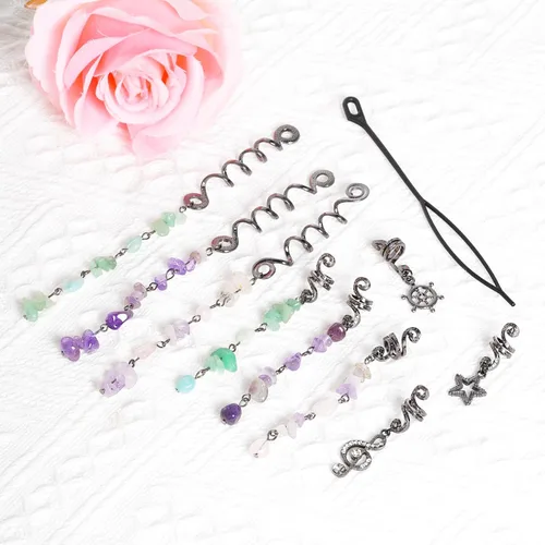 Miniatura 4 de hoyuwak - 40 piezas de joyería para trenzas, accesorios para rastas y loc, cuentas para el cabello, pinzas, puños, anillos y encantos para mujeres