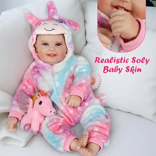 Miniatura 3 de Muñecas de bebé de la vida real - Muñecas de bebé Reborn de 19 pulgadas para niñas de 3 años en más, muñeca de bebé realista de vinilo con cuerpo