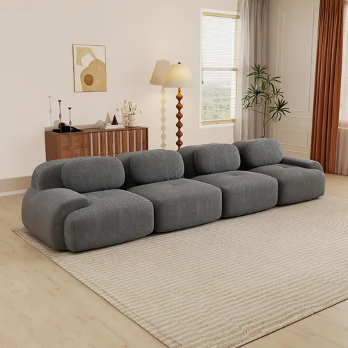 Miniatura 52 de Sofás modulares modulares sin hueso de 82 pulgadas para sala de estar, juego de sofá comprimido de 2 plazas, no requiere montaje, tela de pana, Verde