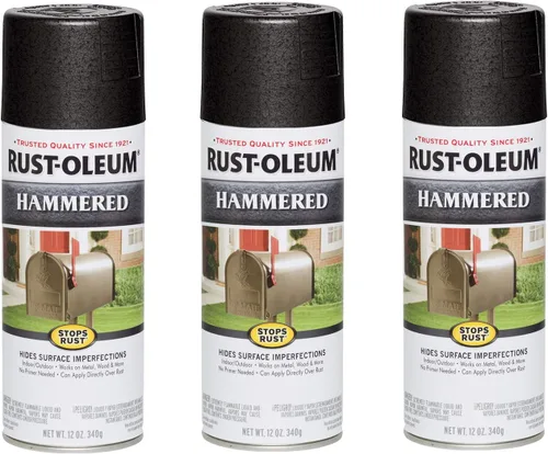 Rust-Oleum 7215830-3PK - Pintura en aerosol con efecto martillado para prevención del óxido, color negro, 12 onzas (paquete de 3)