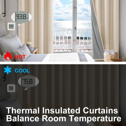 Miniatura 3 de DWCN Cortinas 100% opacas de 63 pulgadas de largo para dormitorio, decoración del hogar, aislamiento térmico, bloqueo de luz, oscurecimiento de Gris