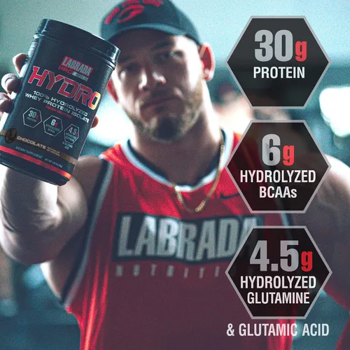 Miniatura 4 de LABRADA Hydro Polvo Aislado de Proteína de Suero Hidrolizado 100% Puro, Sin Lactosa, Digestión Más Rápida, Mezcla Instantánea, Sabor Delicioso, 20