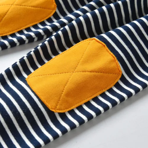 Miniatura 7 de Conjunto de sudadera con capucha de manga larga a rayas para bebés y niños pequeños