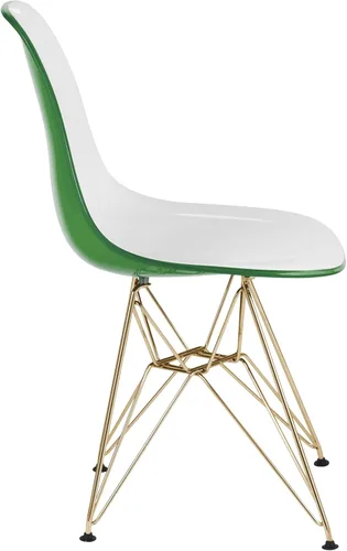 Miniatura 5 de LeisureMod Cresco Silla de comedor de acrílico moldeado con base Eiffel de metal dorado y diseño de respaldo curvado, silla auxiliar ligera