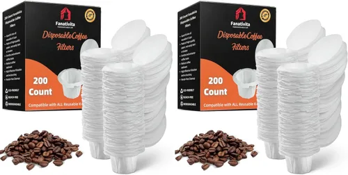 Miniatura 9 de 100 unidades de filtros K Cup Fanativita desechables con diseño de tapa inteligente, se ajustan a todas las tazas K reutilizables para Keurig