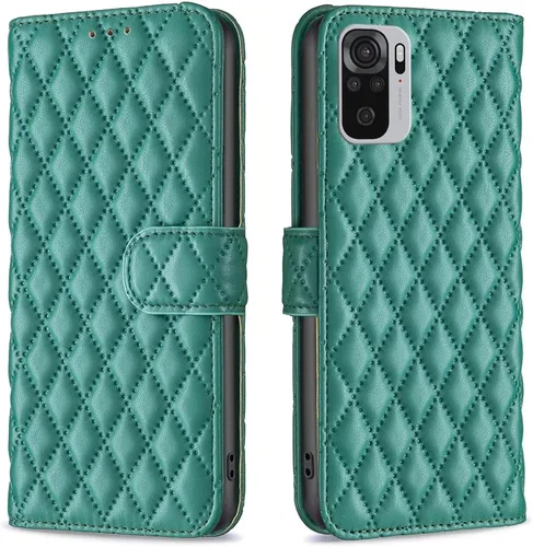 Miniatura 11 de Case for Xiaomi Redmi Note 10 4G/Note 10S,Rhombus Lambskin Pattern Premium Leather Wallet Kickstand Flip Case Magnetic Clasp Cover Blue