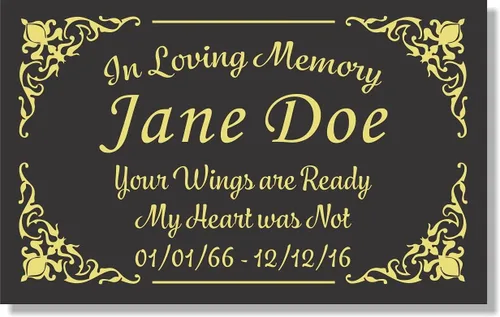 Miniatura 17 de Placa conmemorativa con borde elegante, mensaje personalizado y emblemas de reconocimiento de memoria de identificación, fabricado en Estados Unidos