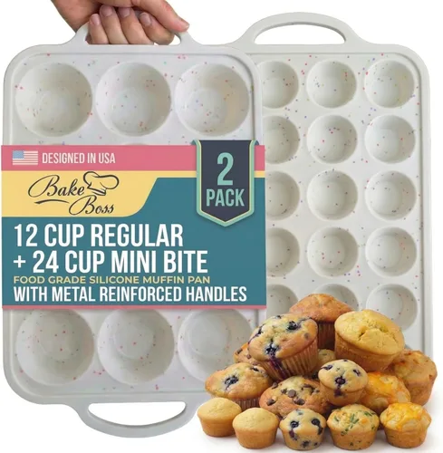 Miniatura 10 de BAKE BOSS Molde de Silicona Confetti para Muffins Jumbo de 6 Cavidades–Moldes Antiadherentes para Cupcakes para Hornear, Moldes de Silicona Grandes