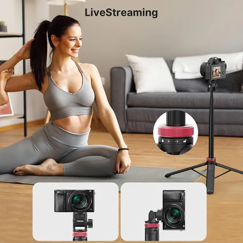 Miniatura 5 de ULANZI MT-71 Trípode extensible para selfie stick de 57.48 pulgadas con abrazadera para teléfono y zapata fría, poste de aluminio de 7 secciones