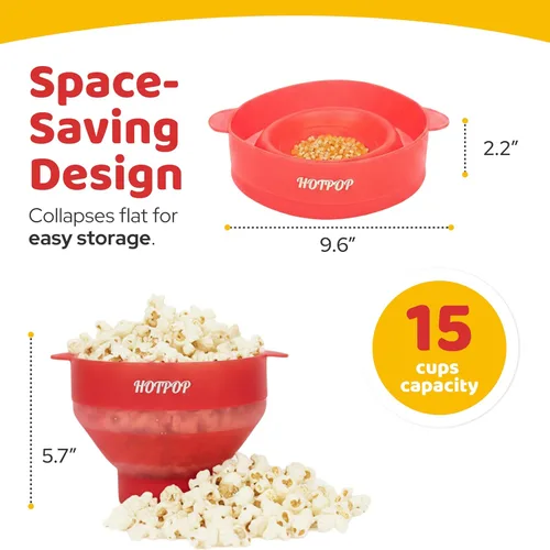 Miniatura 2 de El Hotpop Original - Palomitero para microondas, máquina de palomitas de maíz de silicona, cuenco plegable sin BPA y apto para lavavajillas - 20