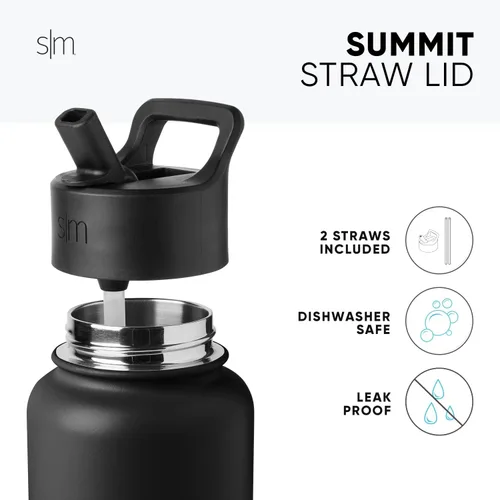 Miniatura 3 de Simple Modern botella de agua con tapa con pajita, termo de acero inoxidable con aislamiento al vacío, taza de metal reutilizable, sin BPA, a prueba