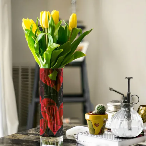Miniatura 5 de Florero de plástico de San Valentín con forma de corazón de vitral, 11.8 x 3.9 pulgadas, jarrones decorativos para el hogar, mesa de cocina, centros