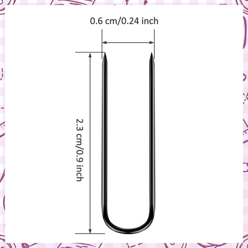 Miniatura 2 de MTLEE 200 horquillas para acolchar, costura, doble costura, bloqueo de acero inoxidable, pasadores en U para manualidades, costura, joyería, Negro