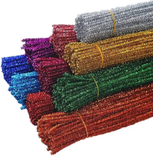 Hosfairy 200 tallos de felpilla para limpiar tuberías para árbol de Navidad, bricolaje, decoración de manualidades creativas (mezcla de colores)