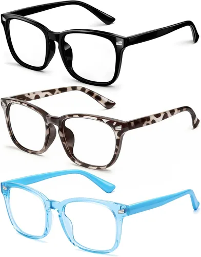 Miniatura 22 de Gafas de luz azul para niños y niñas, paquete de 2 lentes de luz azul para adolescentes y niños, anteojos falsos, anteojos para niños pequeños, de 6
