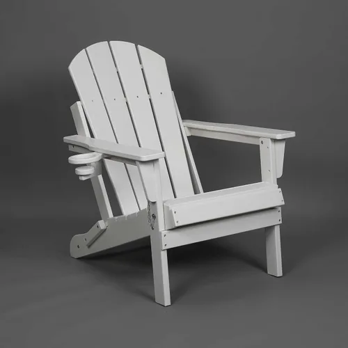 Miniatura 9 de Silla Adirondack plegable con soporte para tazas, silla de exterior de HDPE resistente a la intemperie, silla de césped de grano de madera para Negro