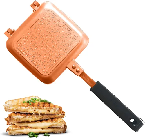 Jean-Patrique Toastie Maker - Prensa de panini de cerámica de cobre - Máquina de queso a la parrilla antiadherente - Sandwichera tostada para