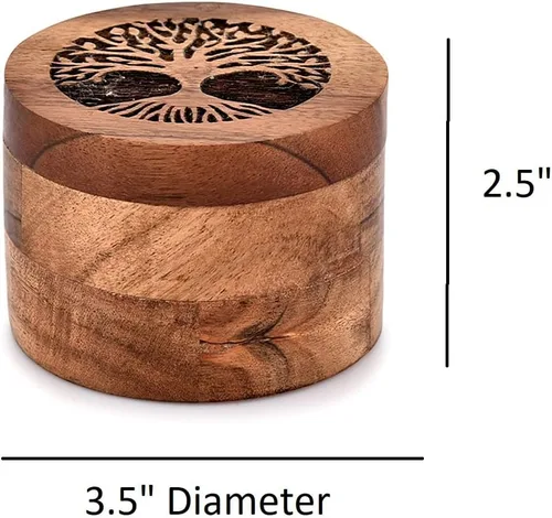 Miniatura 4 de Samhita Urna de madera de acacia hecha a mano para cenizas humanas, caja de madera del árbol de la vida urnas para cenizas – Urnas de cremación
