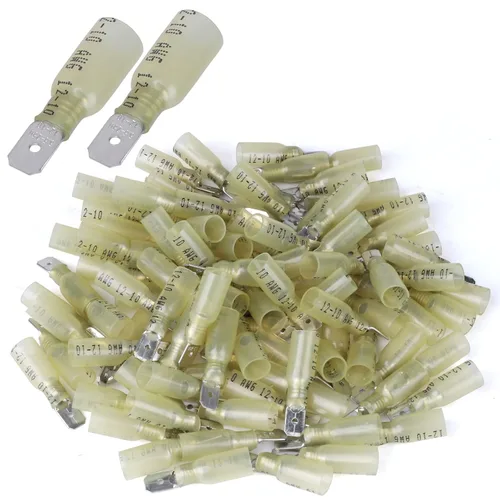 100 conectores de desconexión rápida impermeables de 12-10 AWG de 12-10 AWG, cables eléctricos de crimpado, conectores de pala macho, desconexión
