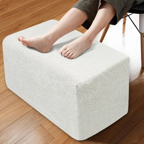 Puf otomano rectangular, puf de relleno con relleno de trozos de espuma, suave forro polar coral peludo, otomana multiusos para sala de estar, blanco