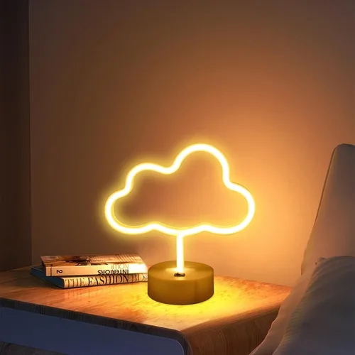 Miniatura 3 de ENUOLI Linda nube de luz de neón LED en forma de nube, luces nocturnas, marquesina, letrero de neón, decoración de mesa para fiesta de Navidad, nubes