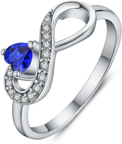 Miniatura 60 de Anillo Jo Wisdomo de compromiso. de plata esterlina, con corazón e infinito, anillo de amistad, para ella