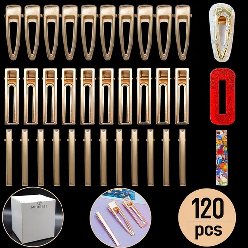 MOUGIGI 120 pinzas para el cabello de metal dorado, pinzas de cocodrilo suaves para el cabello, diseño de pico de pato para una sujeción segura,