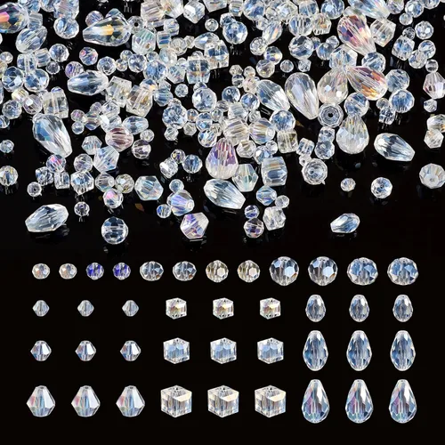 Miniatura 13 de Craftdady 100 cuentas de vidrio Rondelle facetadas de 0.315 a 0.315 pulgadas, cuentas de cristal transparente sueltas redondas espaciadoras