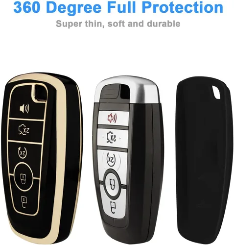 Miniatura 4 de XIYANG TRADE Funda para llavero Ford con llavero, funda protectora para Ford Explorer Fusion Escape Edge Expedition Maverick Mustang Bronco F150