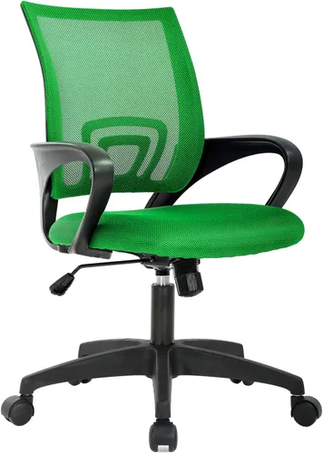 BestOffice | Silla de oficina ergonómica | Silla giratoria de escritorio con respaldo medio | Respaldo transpirable y soporte lumbar | Altura Verde