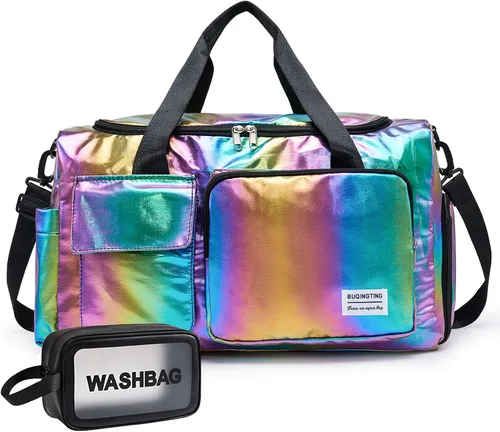 Miniatura 394 de Pequeña bolsa de gimnasio para mujer, bolsa de viaje con compartimento para zapatos