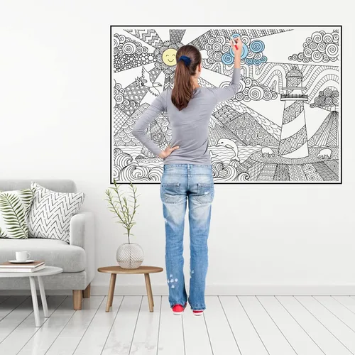 Miniatura 2 de Dekali Designs Seascape - Póster para colorear extra grande para adultos, 35 x 52 pulgadas, tamaño gigante en papel grueso de alta calidad