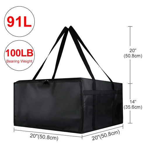 Miniatura 2 de Bolsa de entrega de pizza aislada para llevar caliente, 20 x 20 x 14 pulgadas, bolsa térmica de alimentos para catering/conductores, calentadores