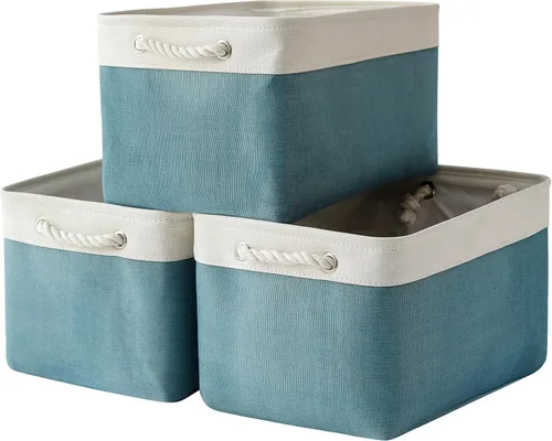 Miniatura 23 de TheWarmHome Contenedores de almacenamiento para estantes, tamaño mediano, 3 unidades, 13.8 pulgadas de largo x 9.8 pulgadas de ancho x 6.7 pulgadas