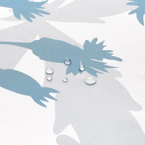 Miniatura 5 de Cortina de ducha de tela de baño floral azul y gris con ganchos, accesorios decorativos de baño, a prueba de agua, ojales de metal reforzados, 72 x