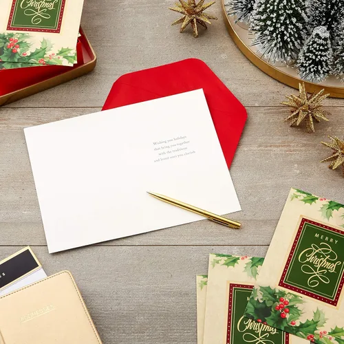 Miniatura 2 de Hallmark Tarjetas de Navidad en caja, acebo navideño (40 tarjetas de Navidad con sobres)