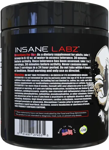 Miniatura 3 de Insane Labz Psychotic Black Edition - Polvo de preentrenamiento de estimulación media, energía, enfoque y bombas, cargado con creatina