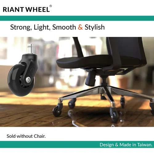 Miniatura 6 de Riantwheel - Ruedas de goma de repuesto para sillas de oficina, para suelos de madera dura y alfombras, juego de 5, ruedas para silla de oficina